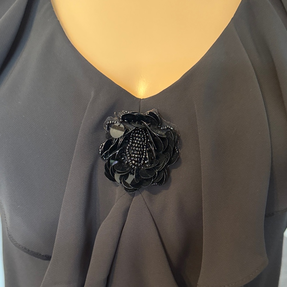 Black Ruffle-Front Women’s Dress - Picture 3 of 15